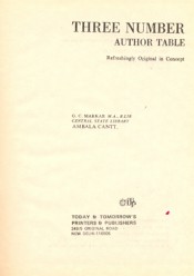 Cover of Three Number Author Tables